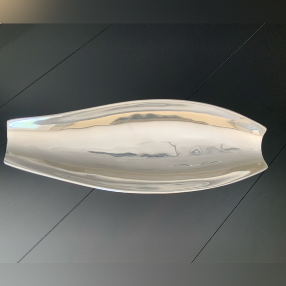 Vintage 2013 PIER 1 IMPORTS Silver Metal Long Flat Curved Decorative Tray EUC - Picture 7 of 7